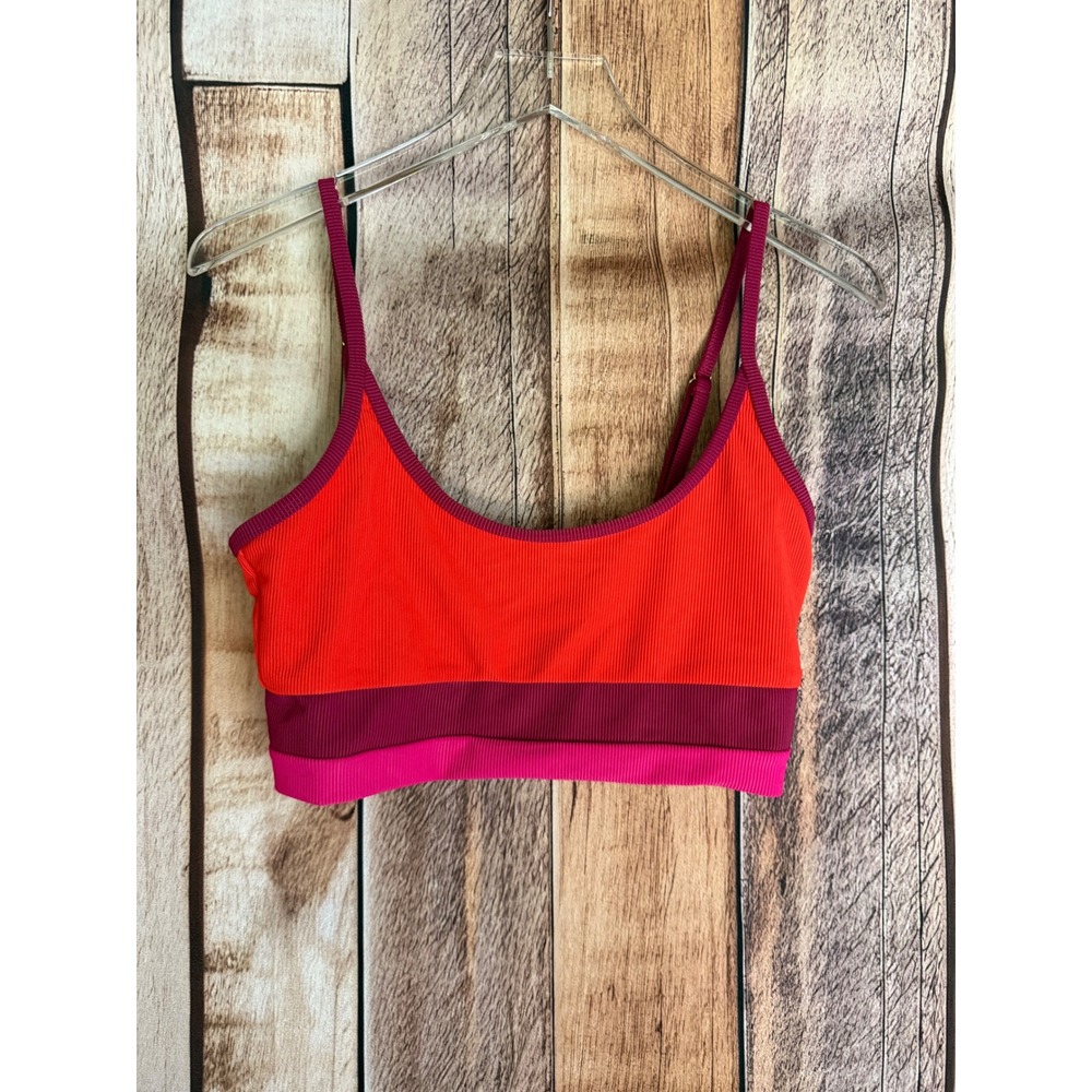 Beach Riot Ribbed Colorblock Bikini Swim Top Vacation Pool Resortwear Bright XL